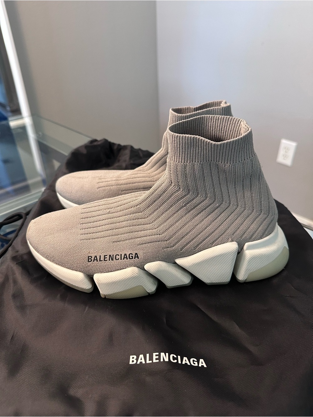 Balenciaga Knit Speed Trainer Gray Sneakers - Size 39